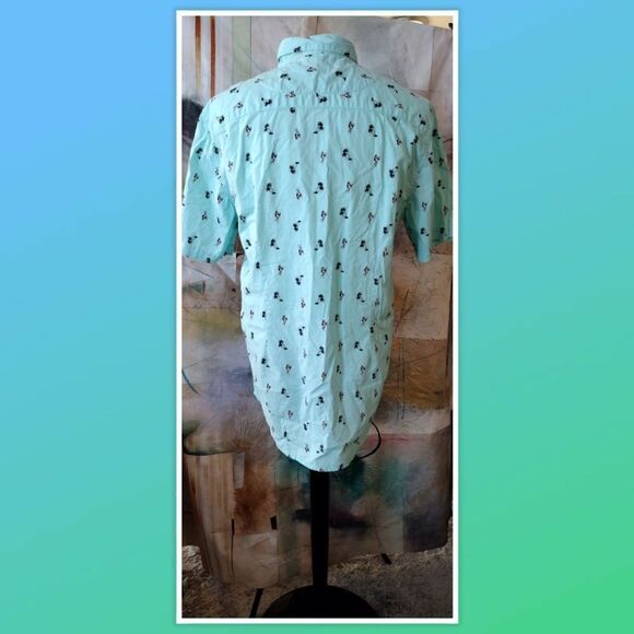Carbon Short Sleeve, Button Down Shirt With Hulu Girls And Palm Trees Size L - Picture 3 of 4